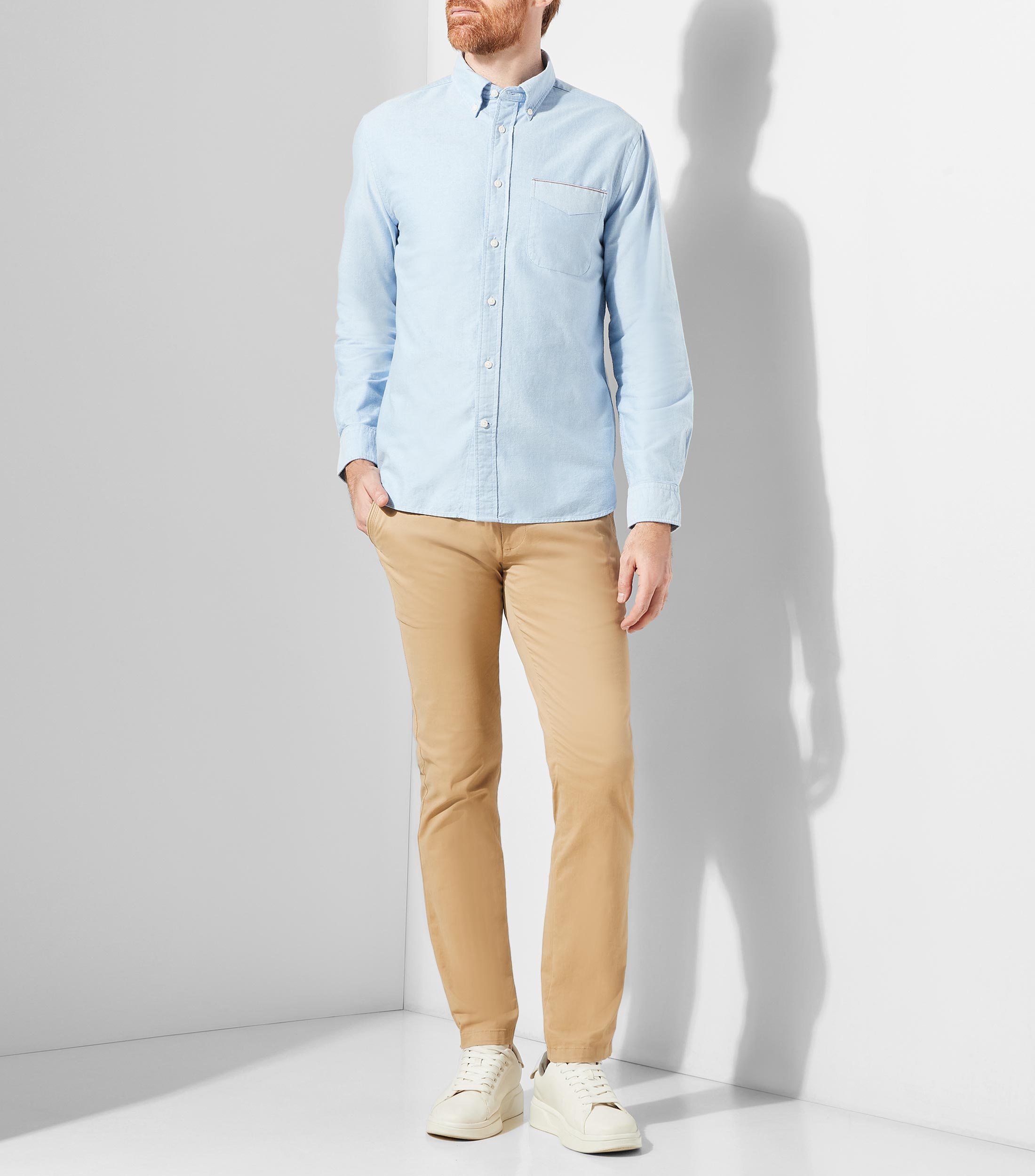 Camisa jaspeada manga larga Hombre